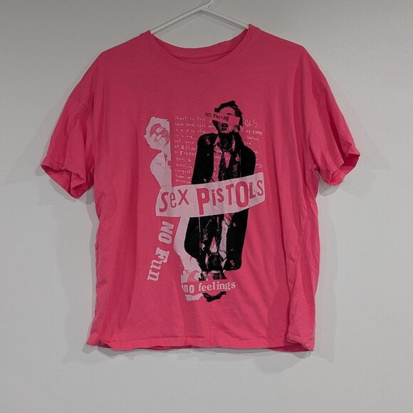 Sex Pistols No Fun No Feelings No Future Cropped Tee Pink Size Medium - Picture 1 of 3